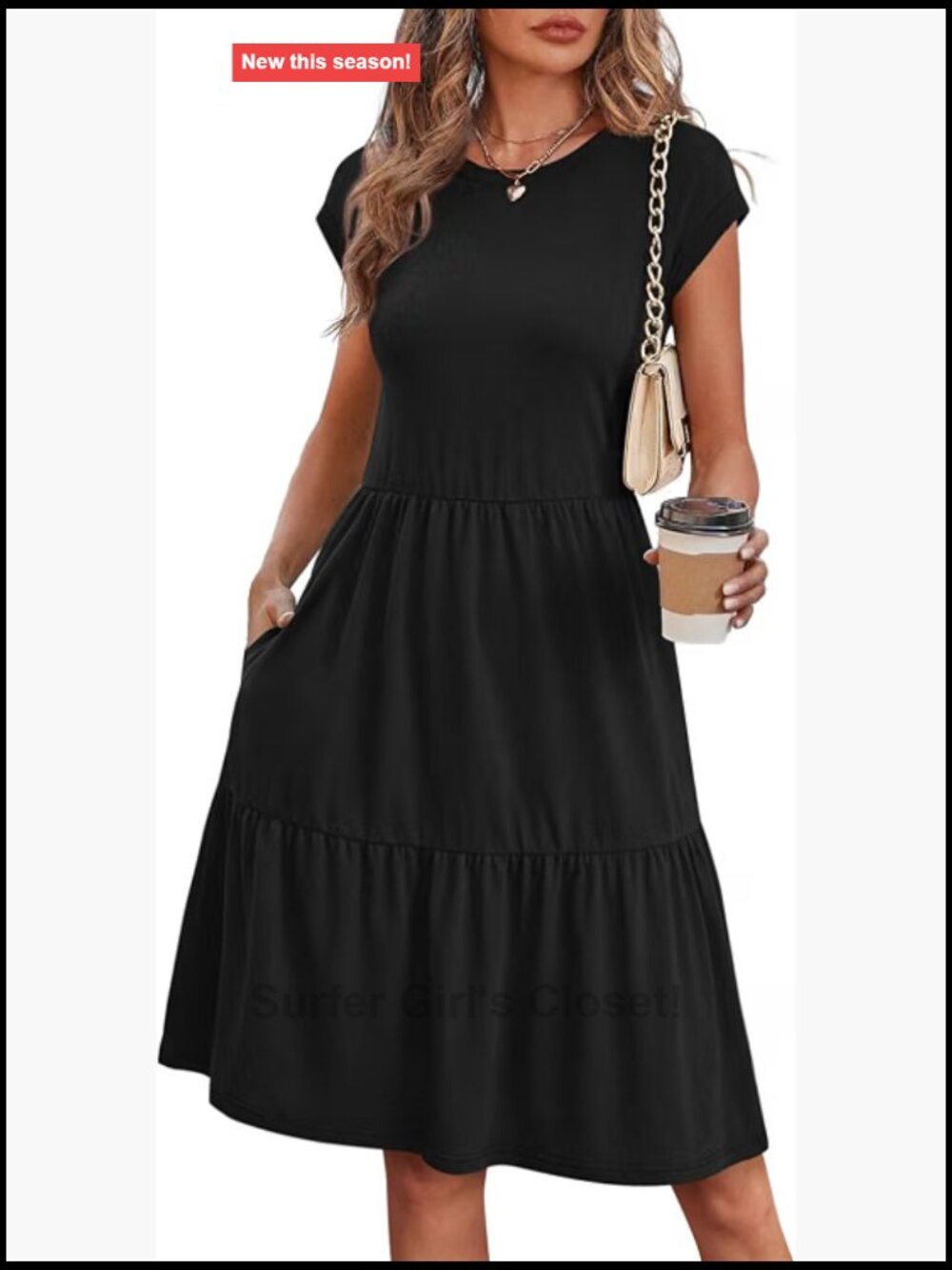 WIHOLL Women's Cap Sleeve Casual Sundress Floral Tiered Swing Beach Vacation